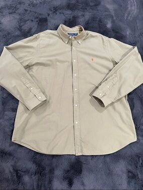 Polo by Ralph Lauren Button-Down Shirt in Olive with Orange Pony XXL